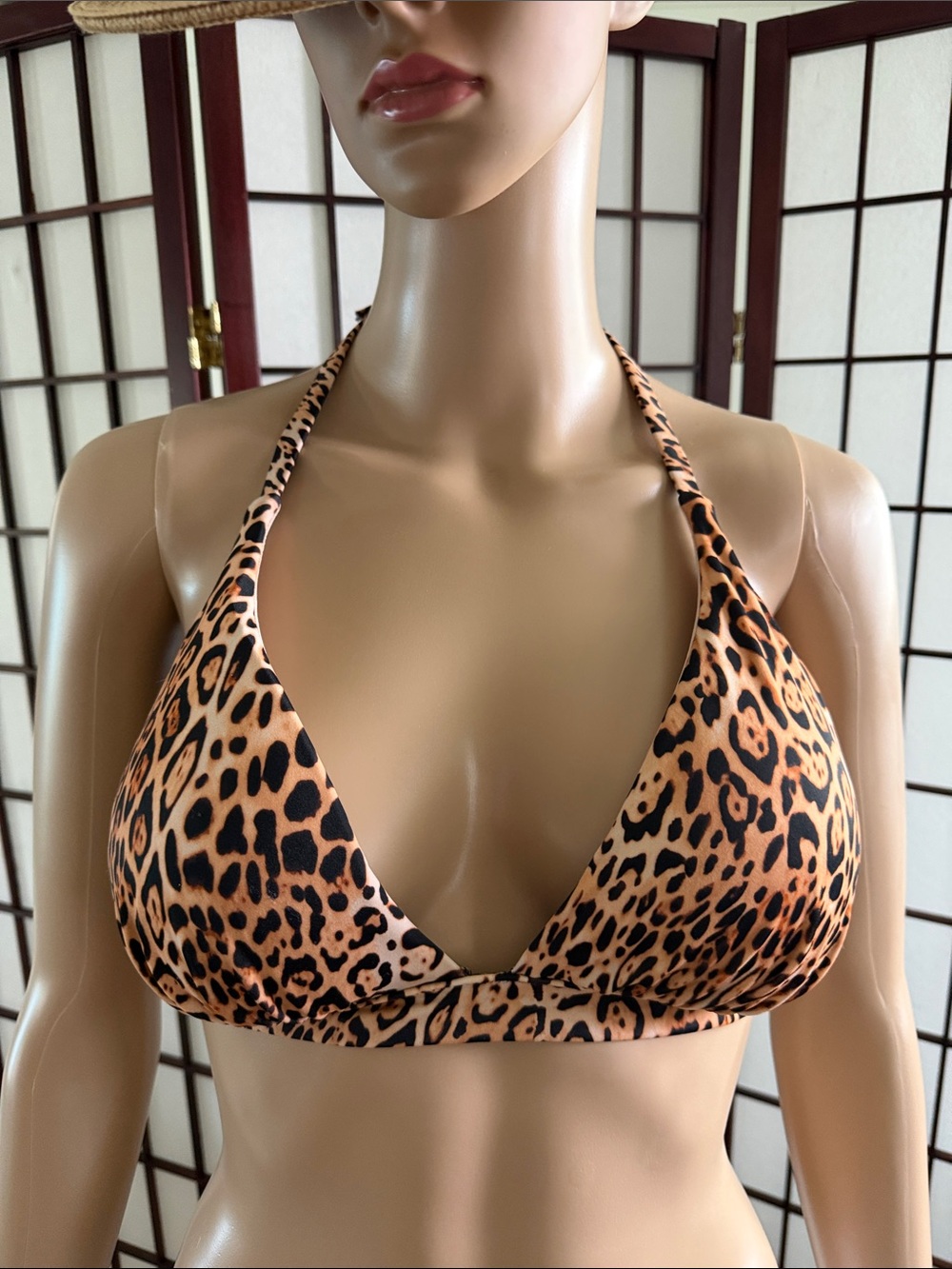 Victoria's Secret Leopard-Print Triangle Halter Bikini Top - padded
